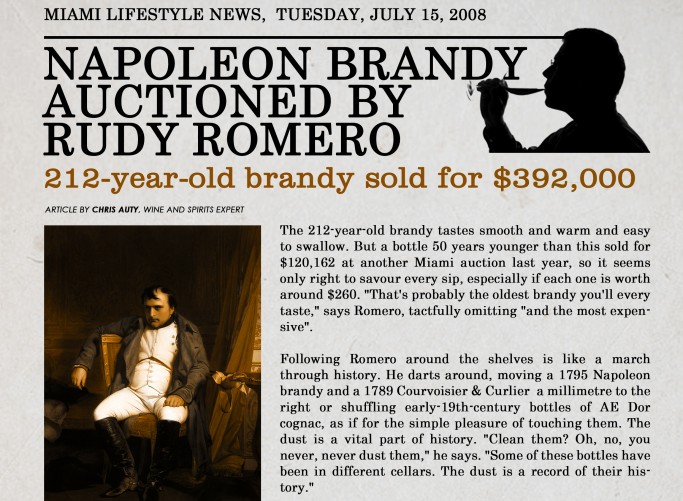 Napoleon Brandy auctioned by Rudy Romero 